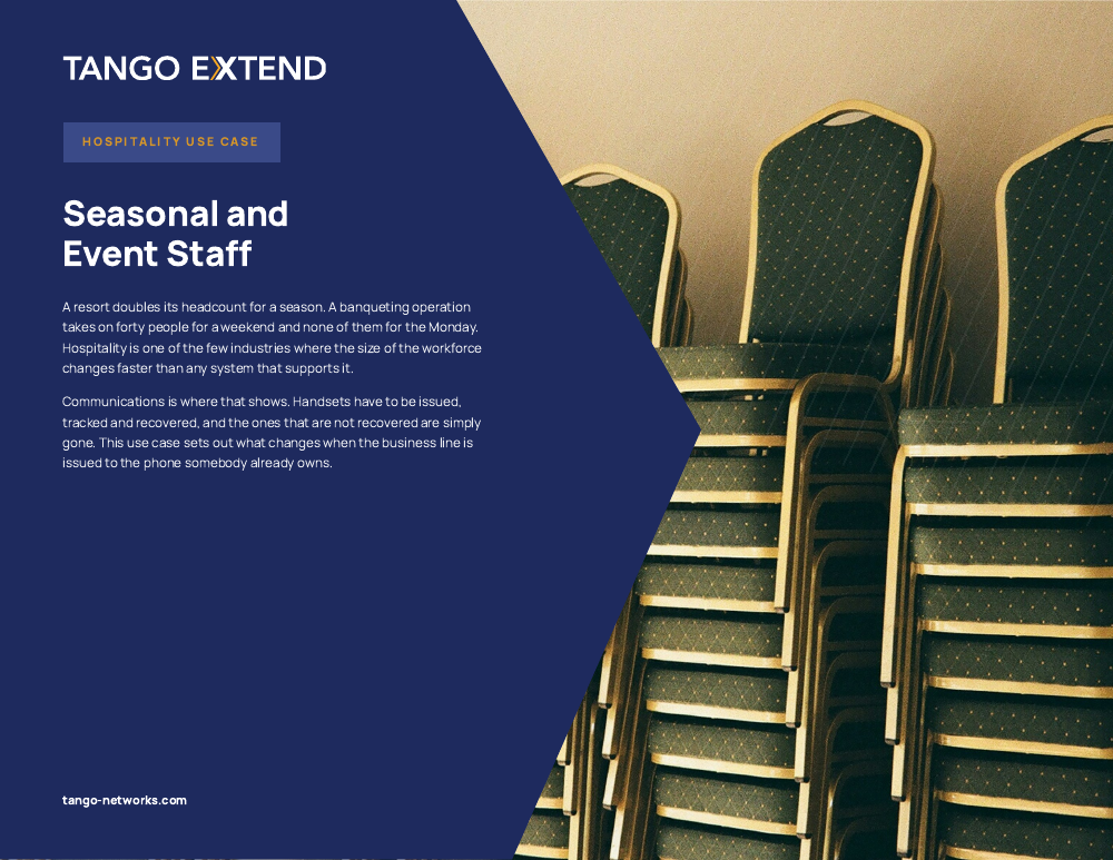 Tango Extend - Use Case - Hospitality - Seasonal and Event Staff