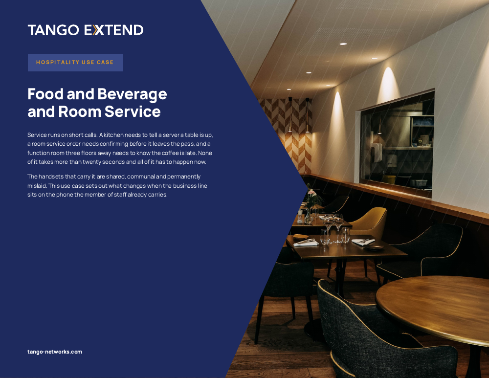 Tango Extend - Use Case - Hospitality - Food and Beverage and Room Service
