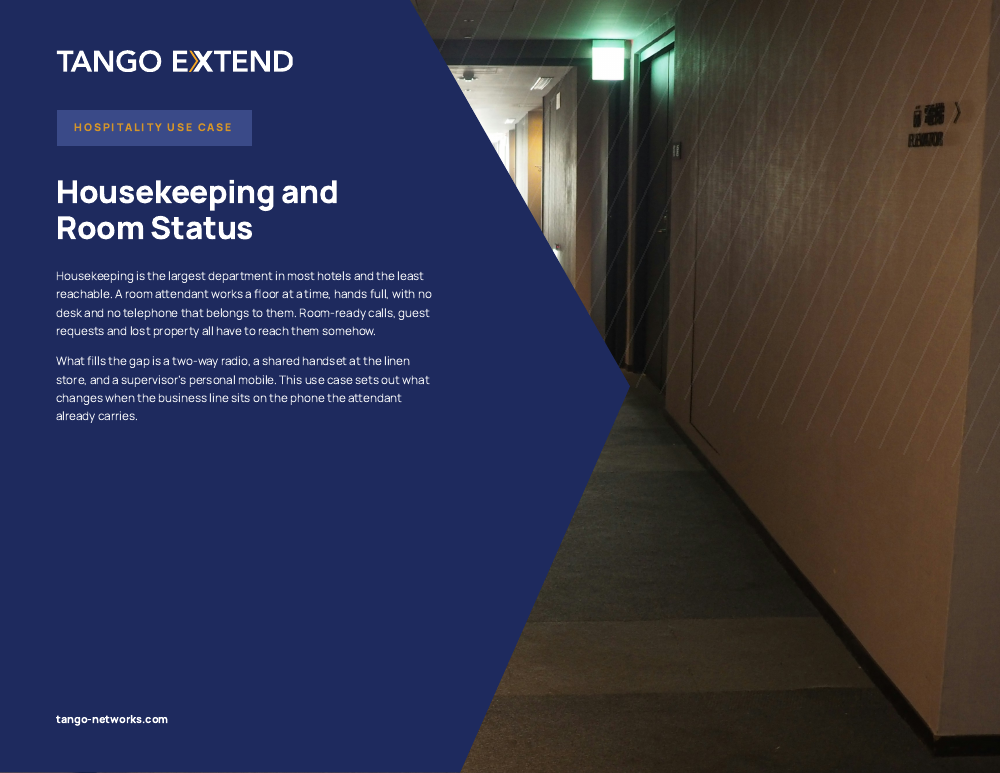 Tango Extend - Use Case - Hospitality - Housekeeping and Room Status