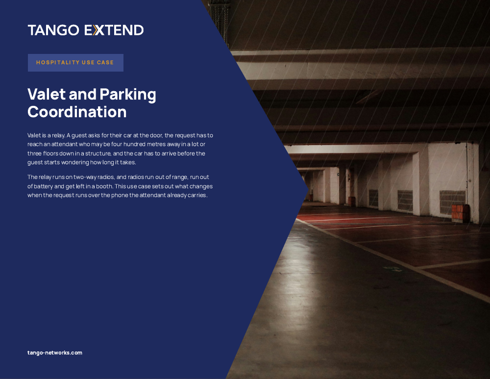 Tango Extend - Use Case - Hospitality - Valet and Parking Coordination